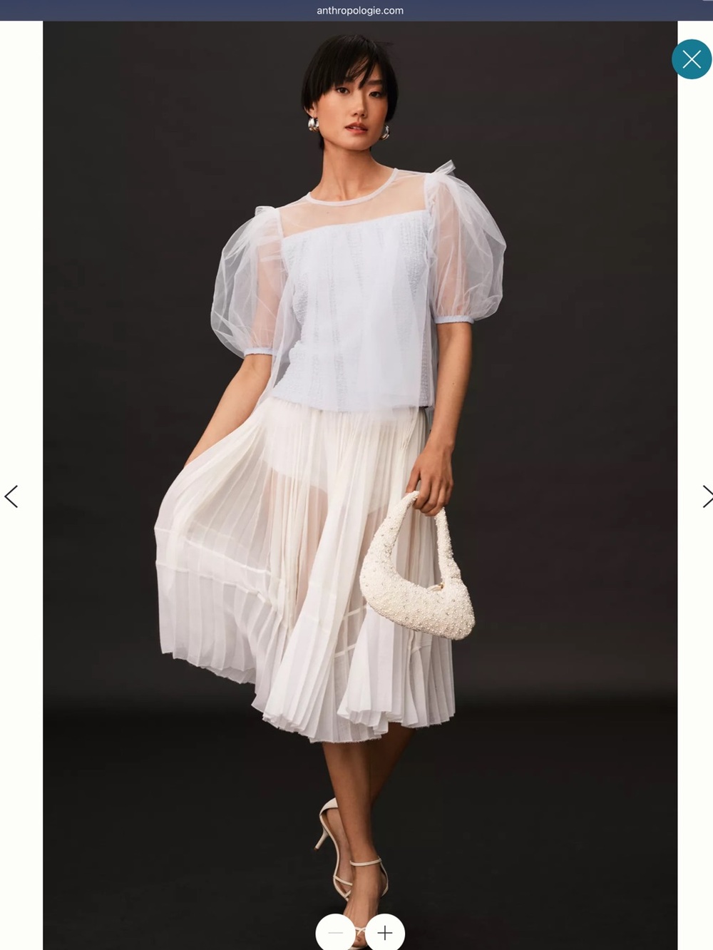 Anthropologie Light Blue Sheer Puff-Sleeve Blouse